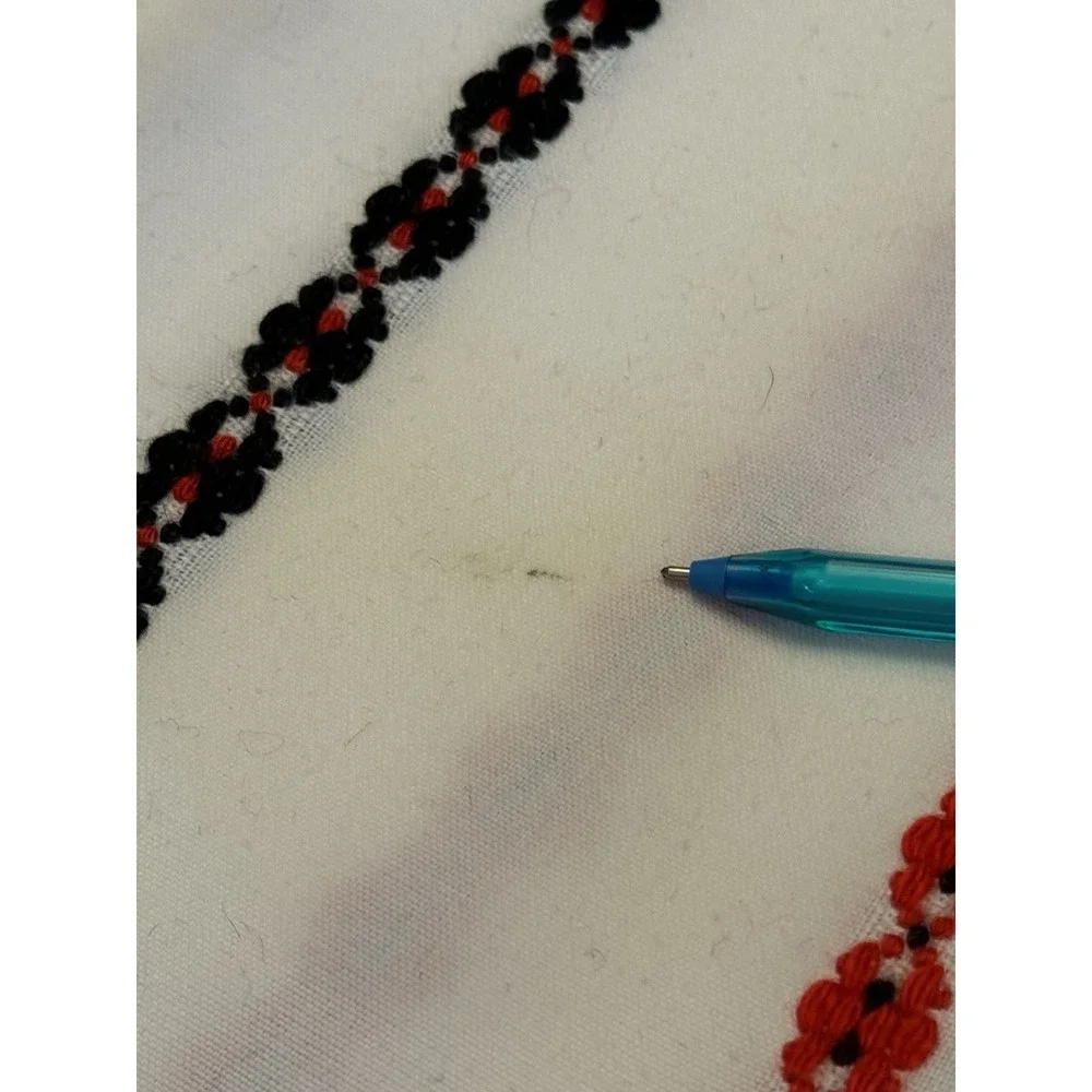 Vintage Ukrainian Woven Tablecloth Red Black Slavic Folk Fringe 44x62 Cotton EUC